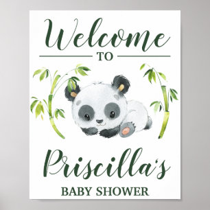 Panda Genderneutraal Baby shower Welkom Poster