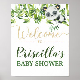 Panda Genderneutraal Baby shower Welkom Poster