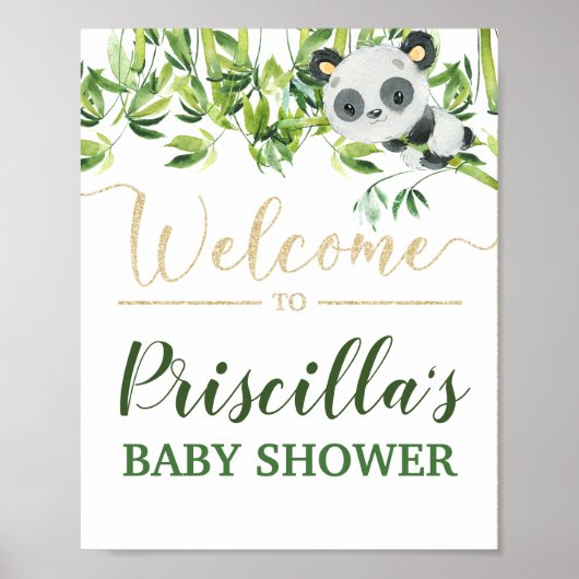 Panda Genderneutraal Baby shower Welkom Poster (Voorkant)