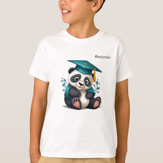 Panda gepersonaliseerde kleuterschool Afstuderen T-shirt (Voorkant)