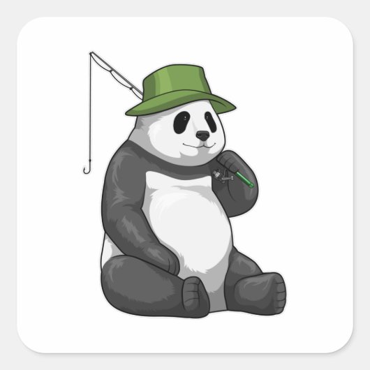 Panda Gevist met Geviste staaf Vierkante Sticker (Voorkant)