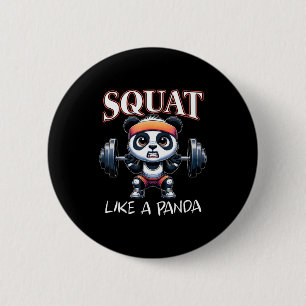 Panda Gewichtheffen Fitness Grappige Gym Quote Squ Ronde Button 5,7 Cm
