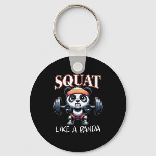 Panda Gewichtheffen Fitness Grappige Gym Quote Squ Sleutelhanger