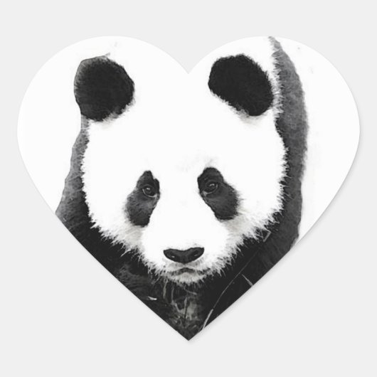 Panda Gezicht Hart Sticker (Voorkant)