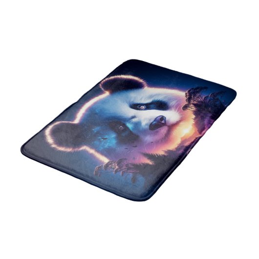 Panda Gezicht met surrealistisch bos en zonsonderg Badmat (Gekanteld)