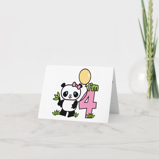 Panda Girl 4th Birthday Fill-in Invitation (Devant)