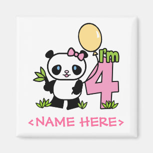 Panda Girl 4th Birthday Magneet
