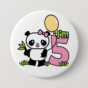 Panda Girl 6th Birthday Ronde Button 7,6 Cm