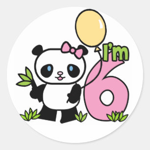 Panda Girl 6th Birthday Ronde Sticker
