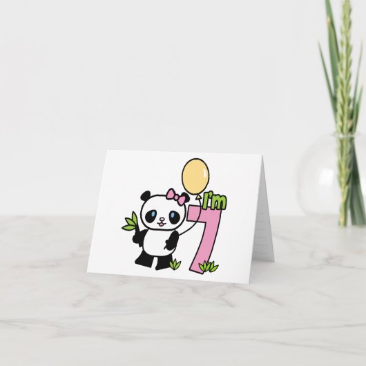 Panda Girl 7th Birthday Fill in Invitation (Devant)