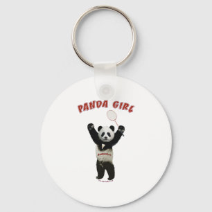 Panda Girl Badminton Sleutelhanger