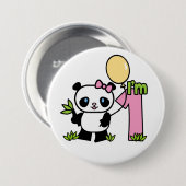 Panda Girl First Birthday Button (Voorkant /achterkant)