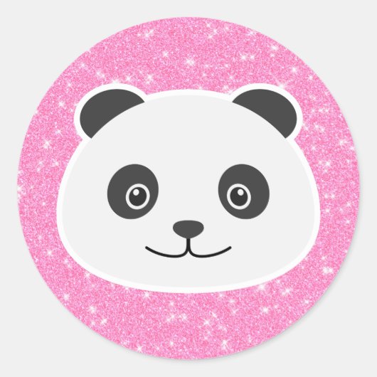 Panda Glitter Ronde Sticker (Voorkant)