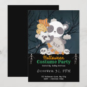 Panda Grave RIP Vleermuizen Wolken Zwart Halloween Kaart (Voorkant / Achterkant)