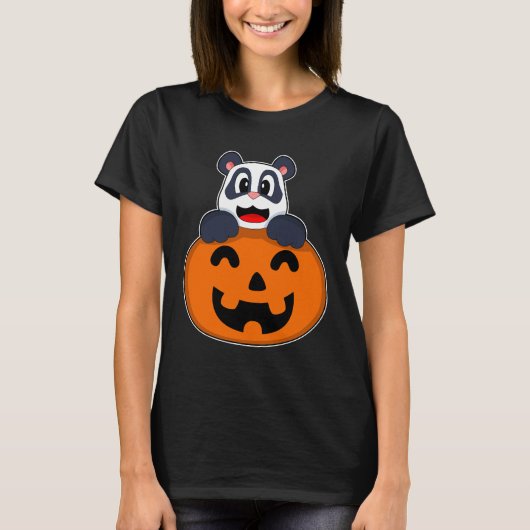 Panda Halloween Pumpkin T-shirt (Voorkant)
