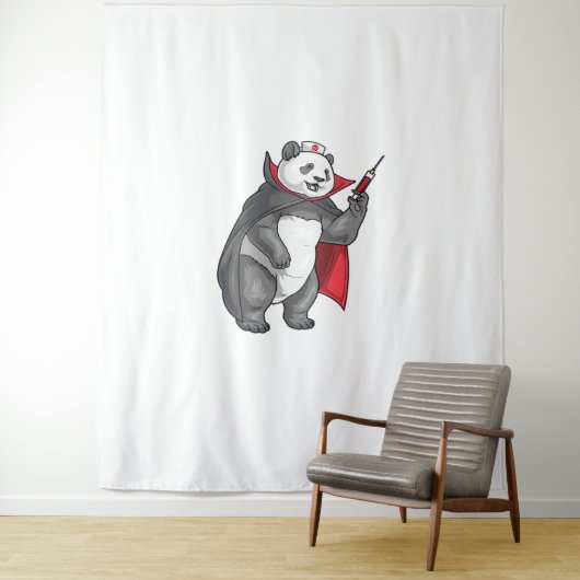 Panda Halloween Vampire Nurse Oversized T-shirt Wandkleed (In situ)