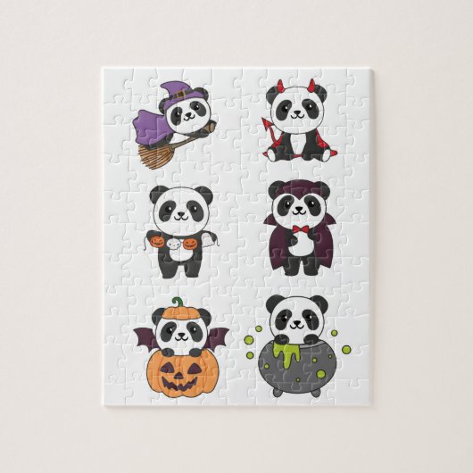 Panda Halloween Witch Devil Pumpkin Vampire Jigzaa Legpuzzel (Verticaal)