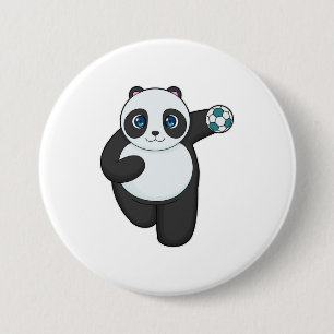 Panda Handball-speler Handball Ronde Button 7,6 Cm