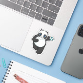 Panda Handball-speler Handball Sticker (Laptop met iPhone)