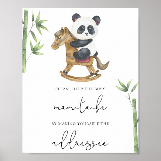 Panda Help de drukke moeder-to-be adres en envelop Poster (Voorkant)
