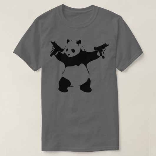 Panda Holding Machine Pistolen Funny T-shirt (Design voorkant)