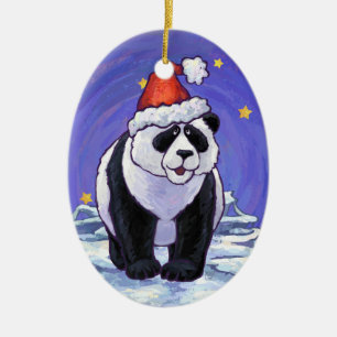 Panda Holiday Keramisch Ornament