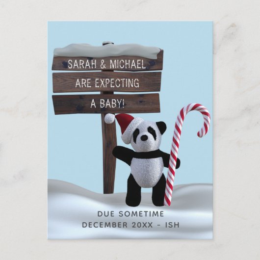 Panda Holiday Zwangerschap Aankondiging Briefkaart (Voorkant)