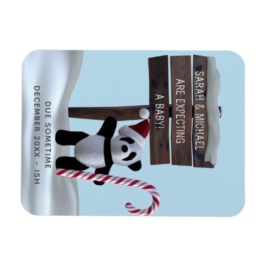 Panda Holiday Zwangerschap Aankondiging Flexi Magn Magneet (Horizontaal)