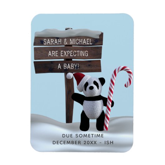 Panda Holiday Zwangerschap Aankondiging Flexi Magn Magneet (Verticaal)