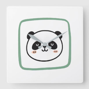 Panda hoofd minimalistische grafische icoon vierkante klok