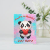 Panda houdt van hart briefkaart (Staand voorkant)