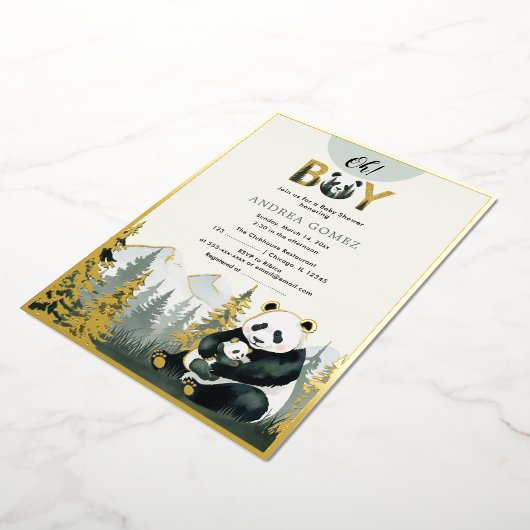 Panda Hug Folie uitnodiging (Gedraaid)