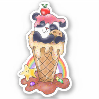 Panda Ice Cream Dessert | Sticker