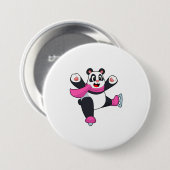 Panda Ice skating Ice schaatsen Ronde Button 7,6 Cm (Voorkant /achterkant)