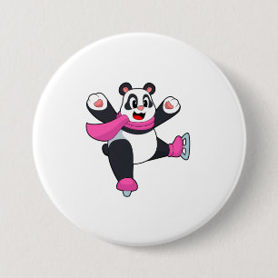Panda Ice skating Ice schaatsen Ronde Button 7,6 Cm