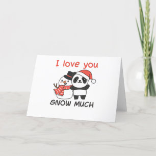 Panda Ik Hou Van Je Sneeuw Veel Sneeuwman Pun Feestdagen Kaart