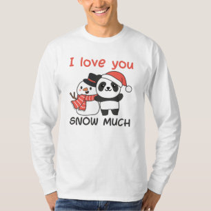 Panda ik hou van je sneeuwveel Snowman Pun T-shirt