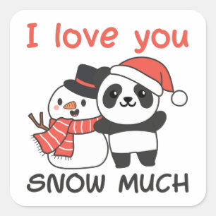 Panda ik hou van je sneeuwveel Snowman Pun Vierkante Sticker
