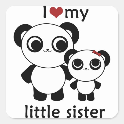 Panda - Ik hou van mijn kleine zusje - sticker (Voorkant)