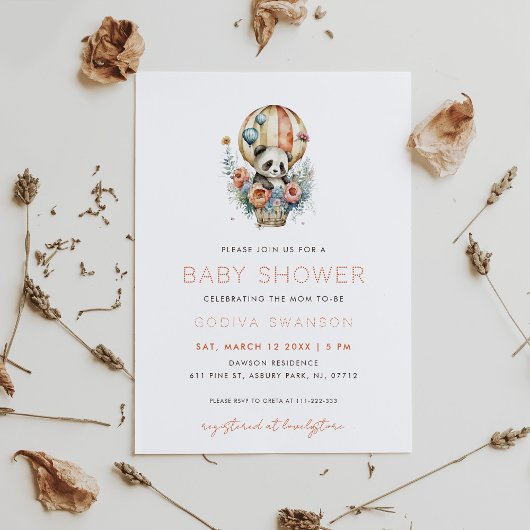 Panda in a Hot Air Balloon Kaart