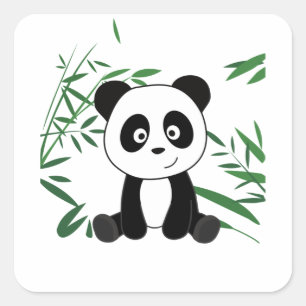 Panda in bamboe om dieren te koelen voor kinderen vierkante sticker