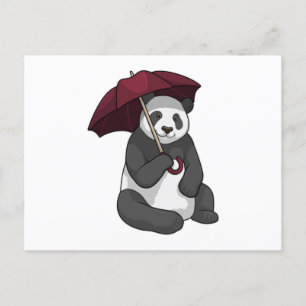 Panda in de regen met paraplu briefkaart