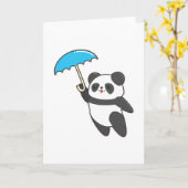 Panda in de regen met paraplu kaart (Gele Bloem)