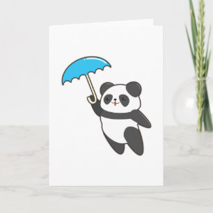 Panda in de regen met paraplu kaart