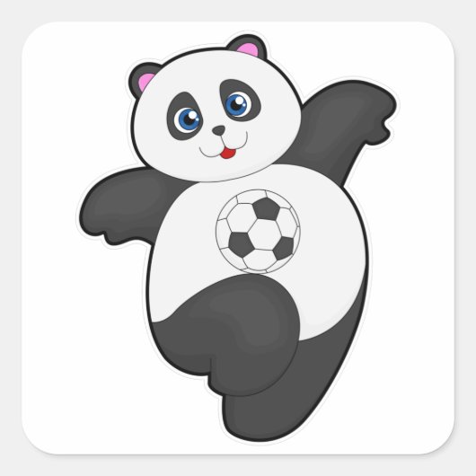 Panda in de sport vierkante sticker (Voorkant)