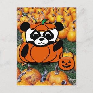 Panda in Devil Costume in Haunted Corn Maze Briefkaart