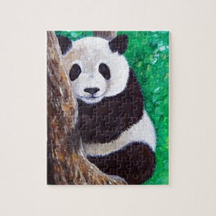 Panda in een Boom Schilderij Legpuzzel