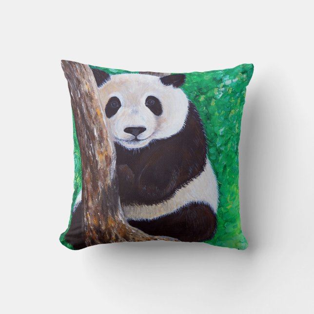 Panda in een boomschilderij kussen (Voorkant)