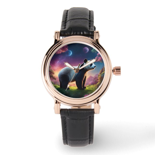Panda in een Fantasy Garden Horloge (Voorkant)