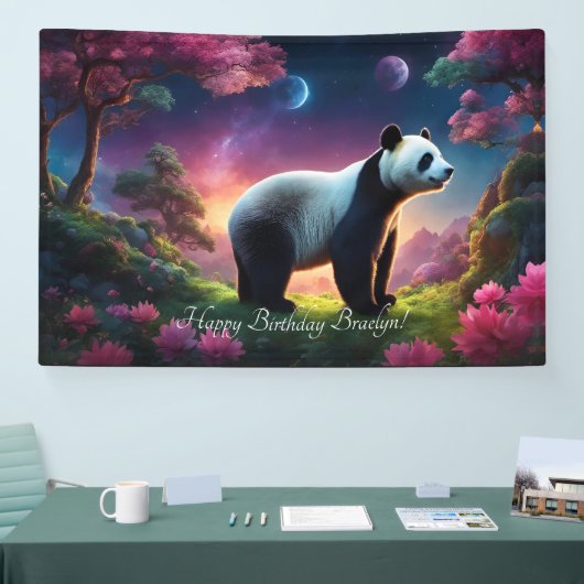 Panda in een Fantasy Garden Spandoek (Beurs)